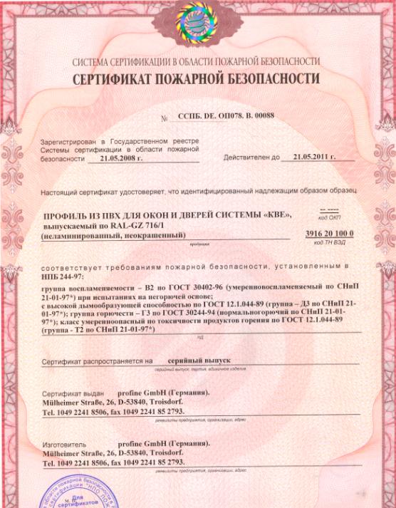 сертификат пожарной безопасности